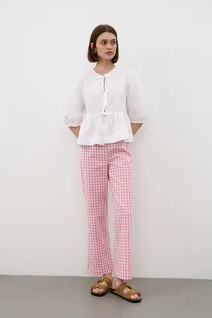 Брюки жен., TR2535_Pink Checkers